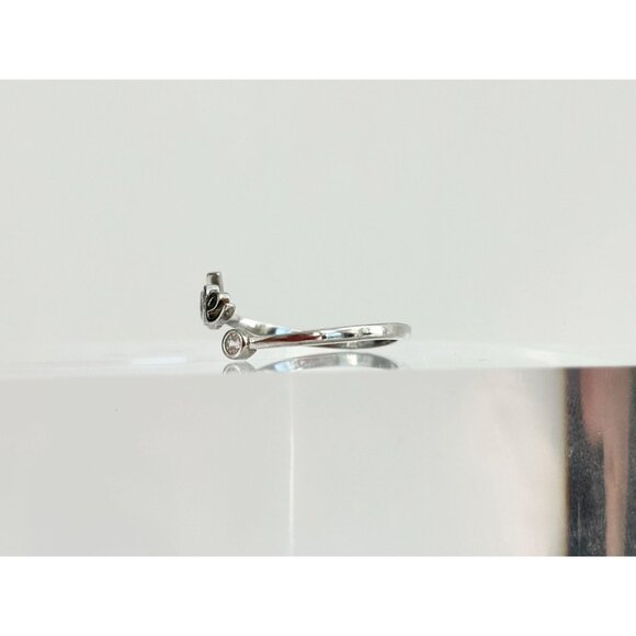 Sterling Silver Scripted "Love" Bypass Shank Vintage CZ Ring - sz 7.25 - Picture 6 of 10